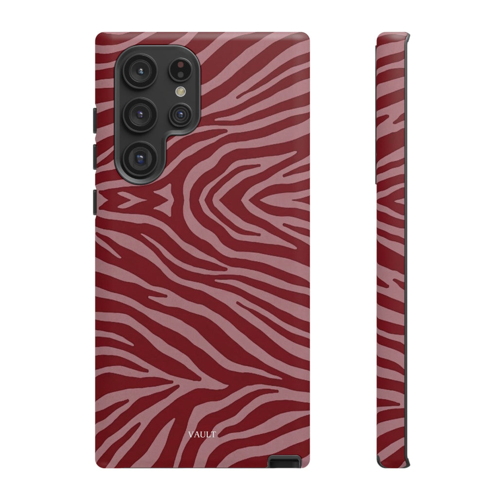 Cover robusta per telefono con stampa zebrata rossa