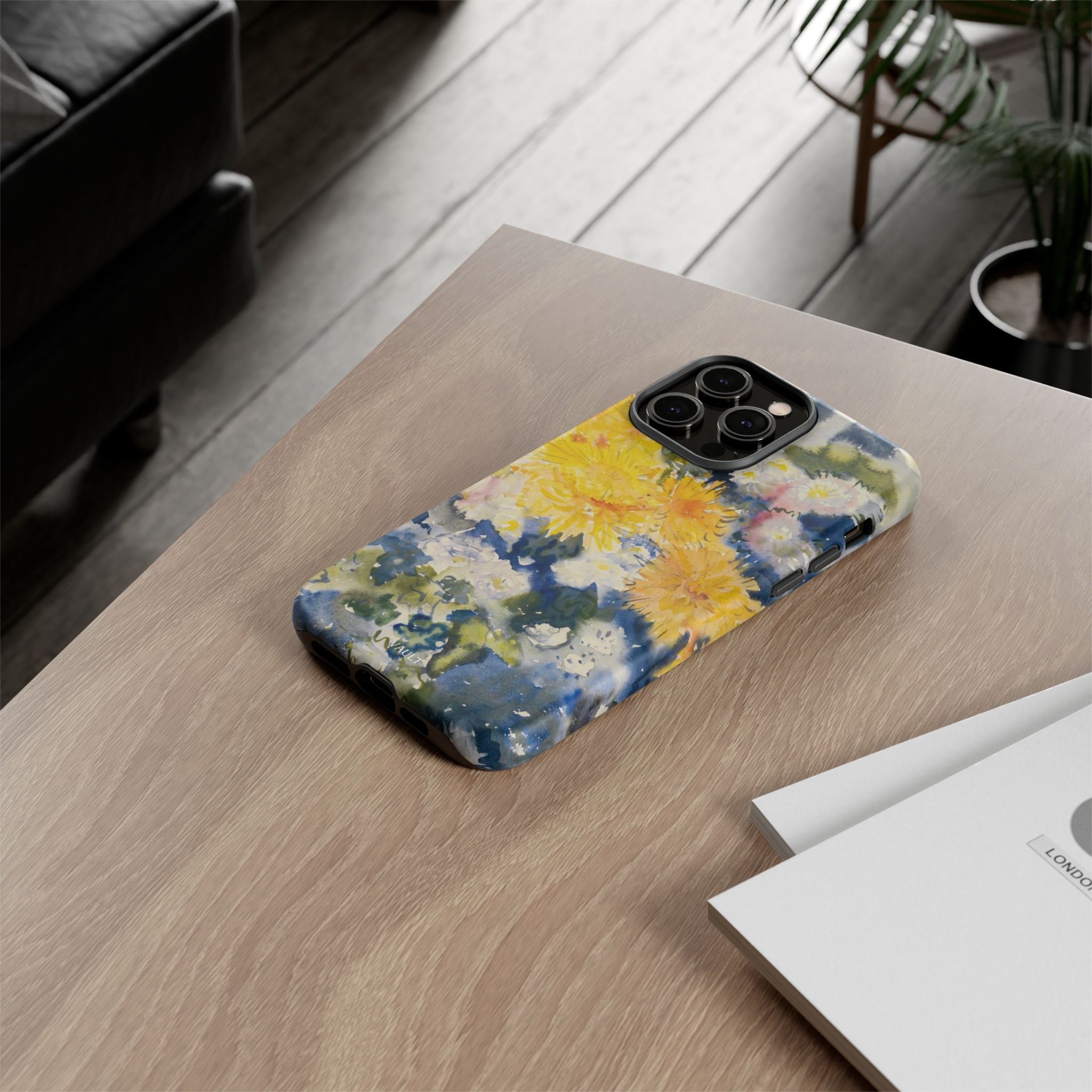 Floral Watercolor Phone Case – Yellow Chrysanthemums Design