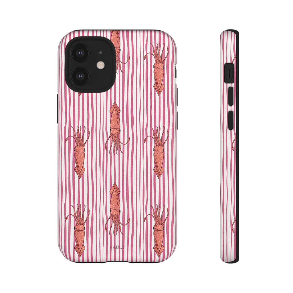 Cover per telefono con striscia di calamaro — Fantasia rosa di creature marine