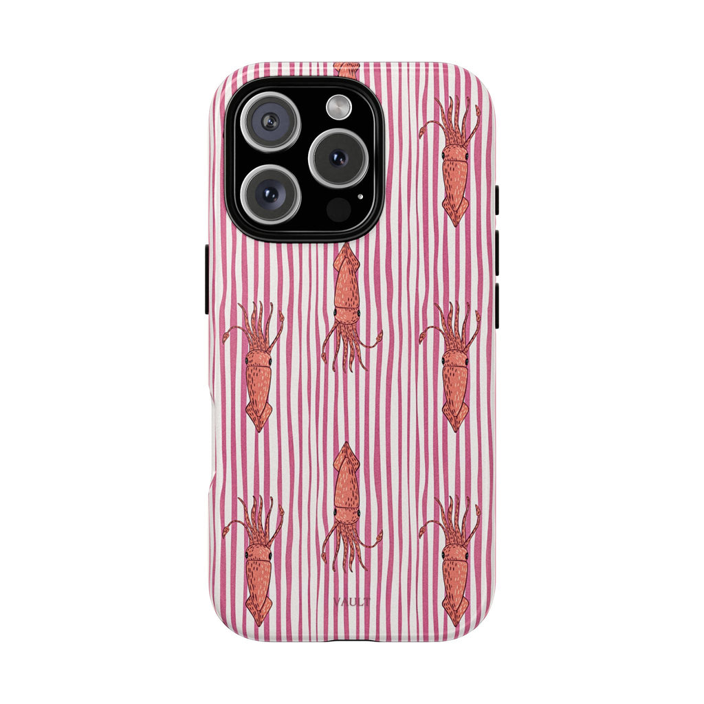 Cover per telefono con striscia di calamaro — Fantasia rosa di creature marine
