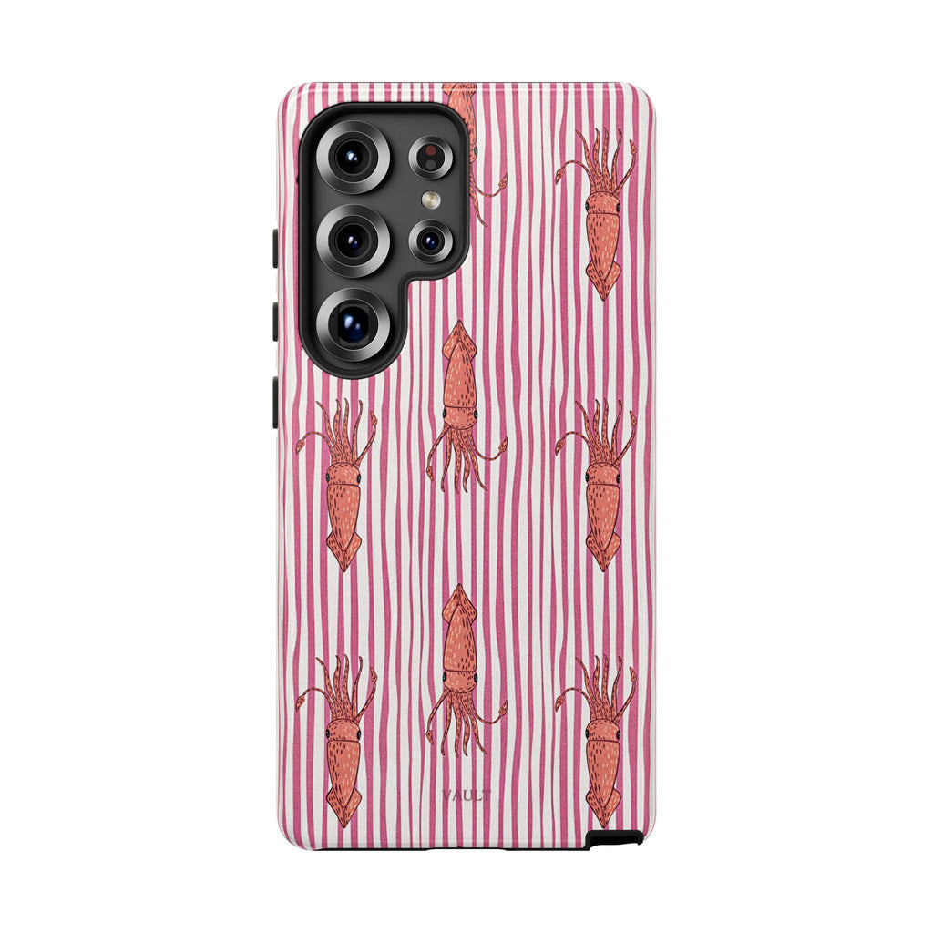 Cover per telefono con striscia di calamaro — Fantasia rosa di creature marine
