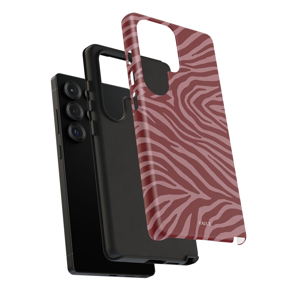 Cover robusta per telefono con stampa zebrata rossa