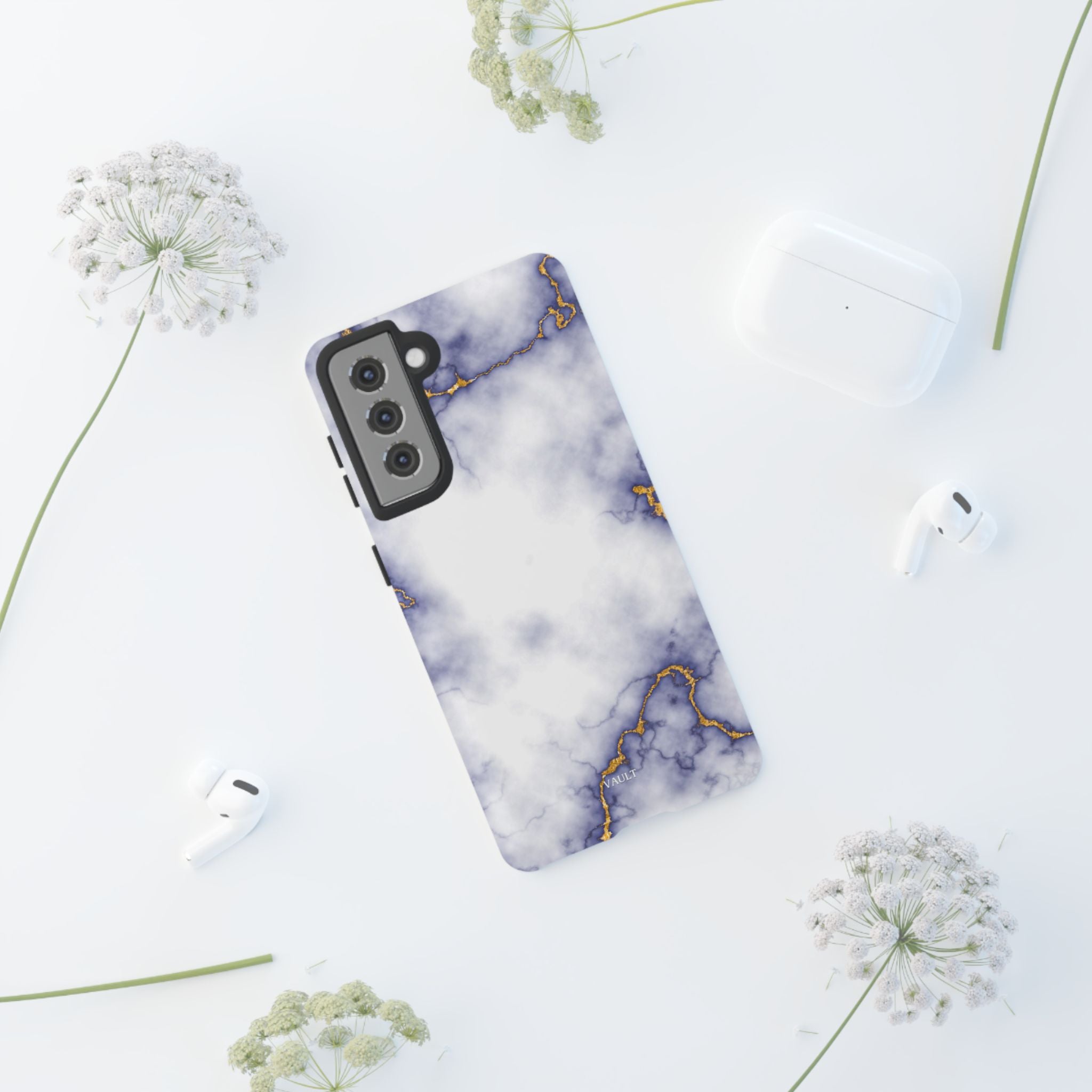 Purple Marble Tough Phone Case with Gold Veins