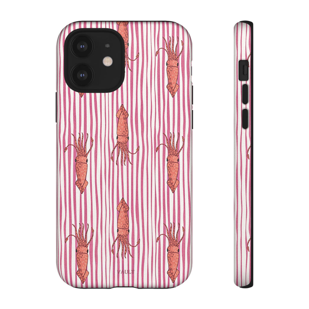 Cover per telefono con striscia di calamaro — Fantasia rosa di creature marine