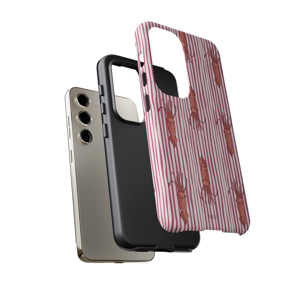 Cover per telefono con striscia di calamaro — Fantasia rosa di creature marine