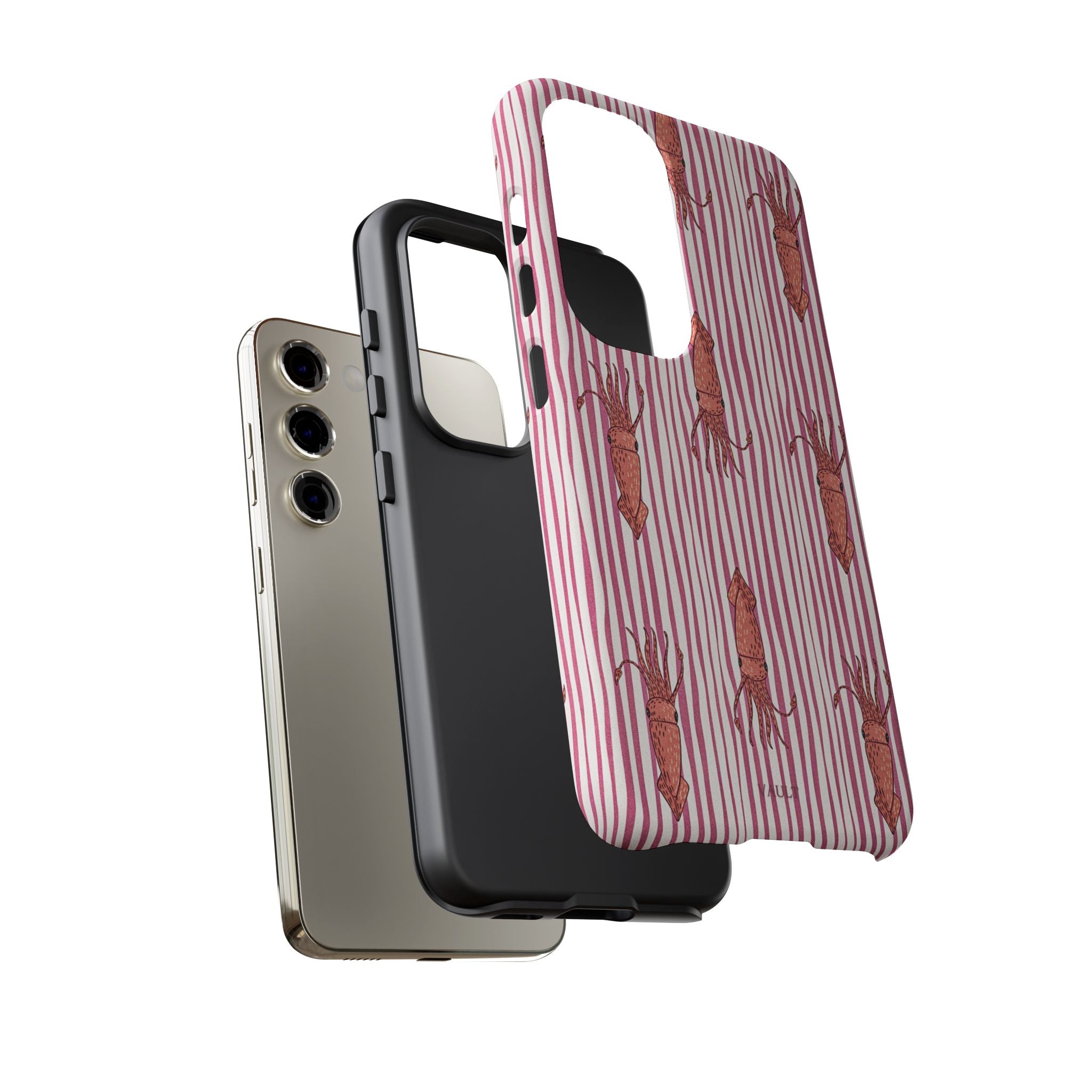 Cover per telefono con striscia di calamaro — Fantasia rosa di creature marine