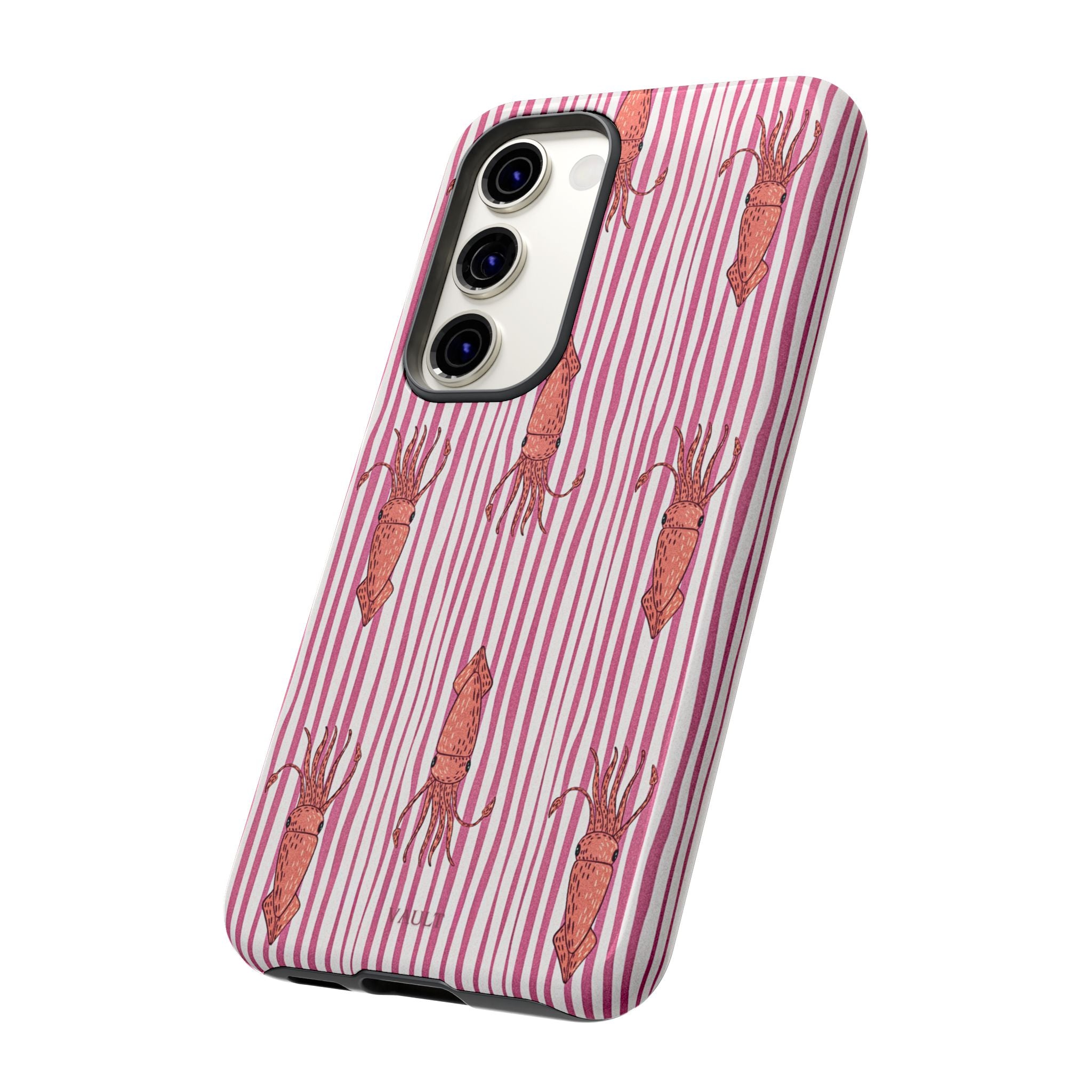 Cover per telefono con striscia di calamaro — Fantasia rosa di creature marine