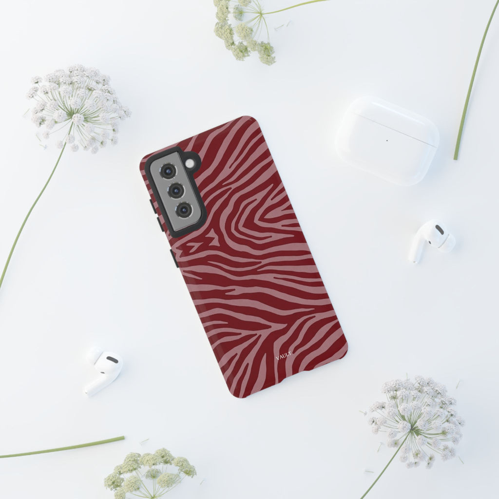 Cover robusta per telefono con stampa zebrata rossa
