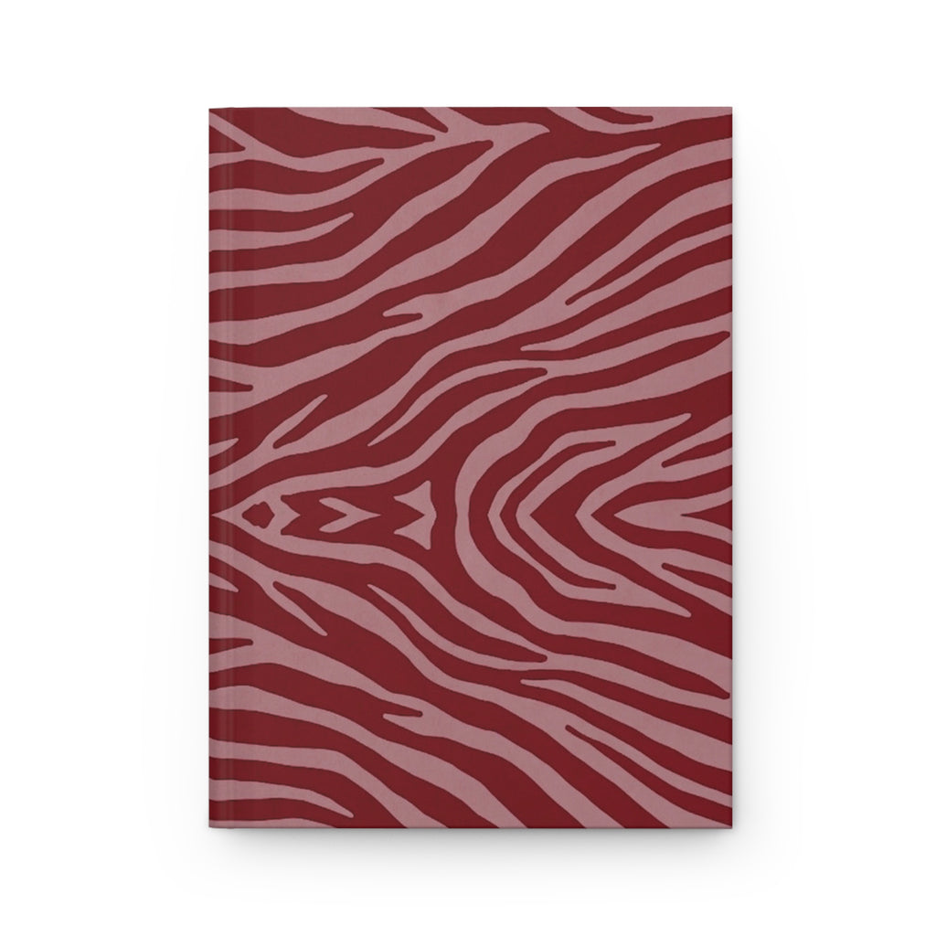Taccuino rilegato rigido con stampa zebrata rossa — Quaderno bordeaux con stampa animalier per appunti e regali