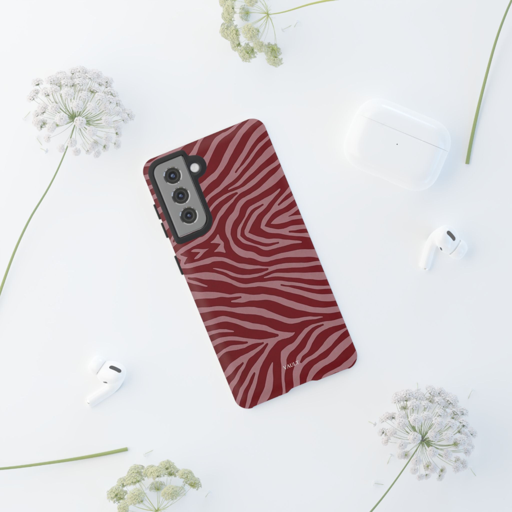 Cover robusta per telefono con stampa zebrata rossa