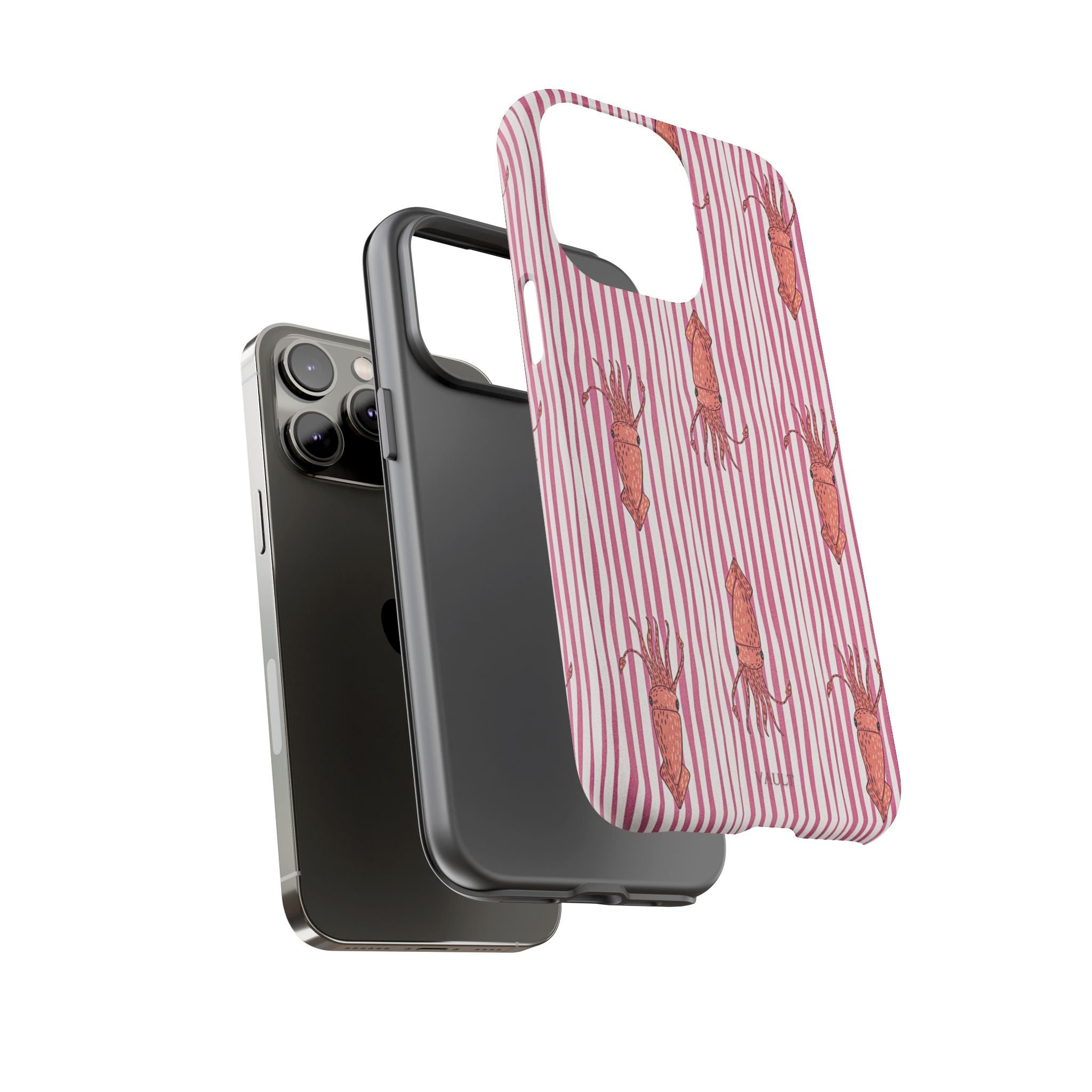 Cover per telefono con striscia di calamaro — Fantasia rosa di creature marine