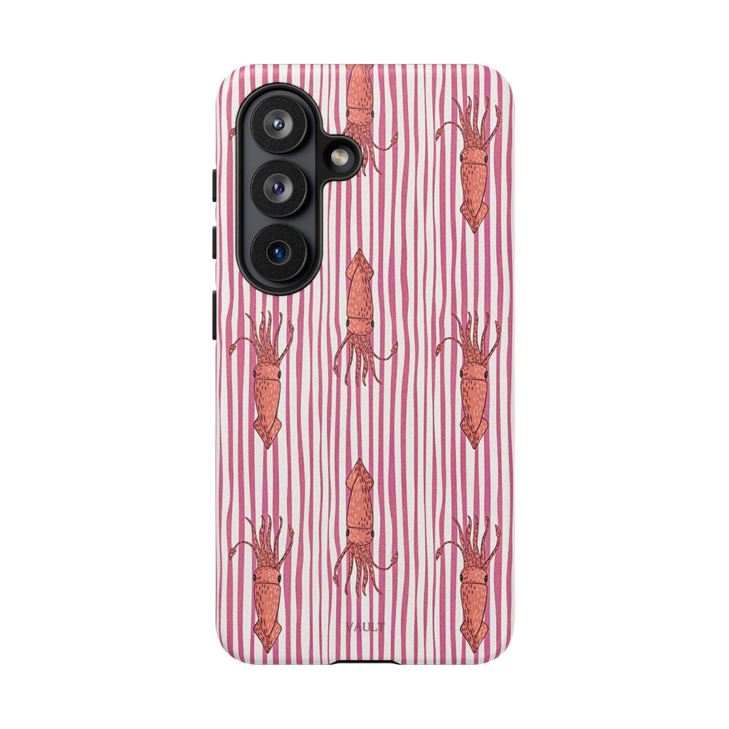 Cover per telefono con striscia di calamaro — Fantasia rosa di creature marine