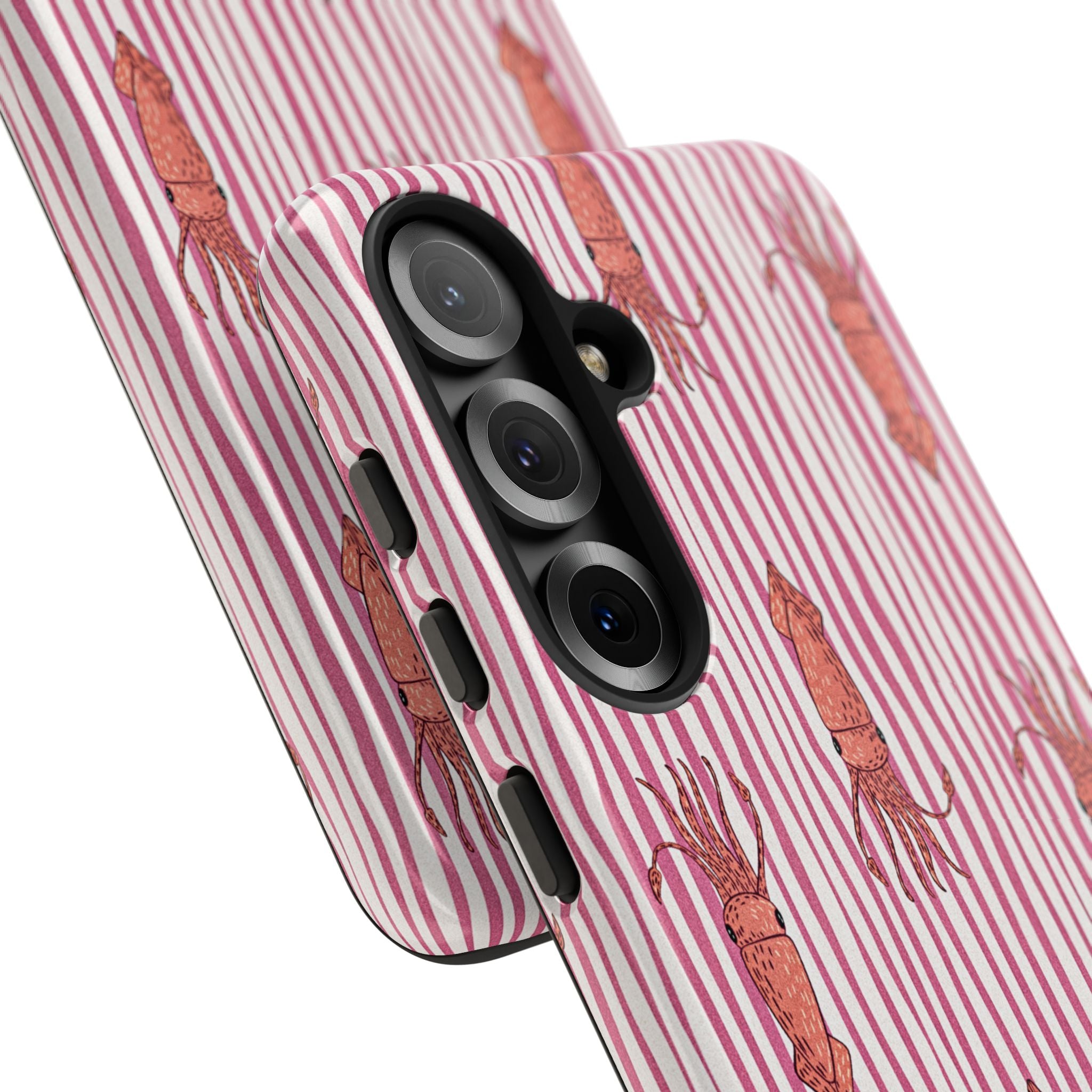 Cover per telefono con striscia di calamaro — Fantasia rosa di creature marine