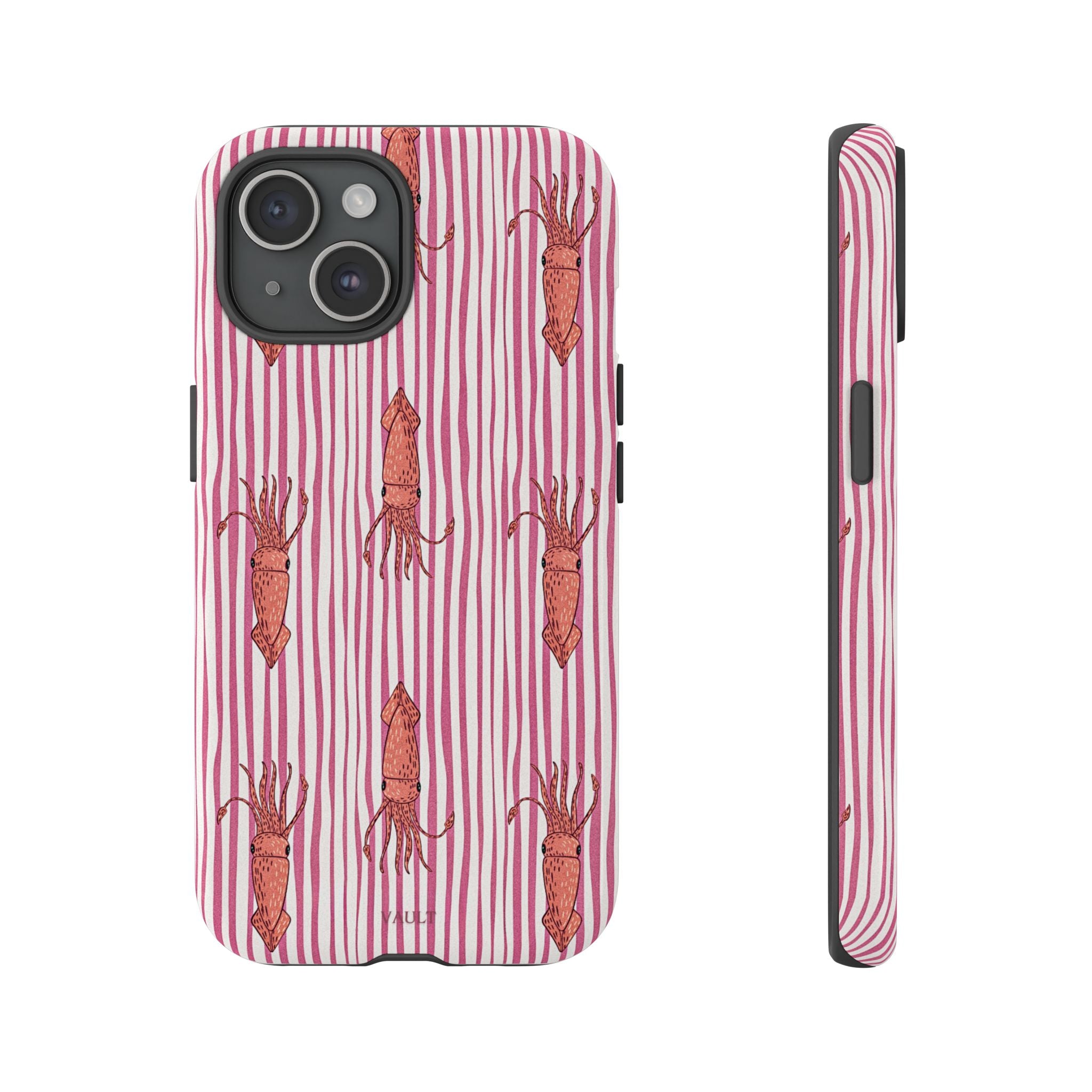 Cover per telefono con striscia di calamaro — Fantasia rosa di creature marine