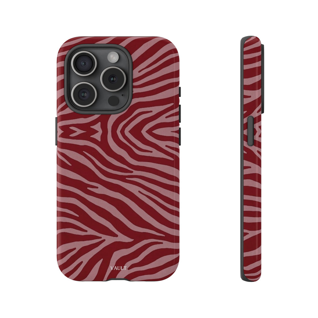Cover robusta per telefono con stampa zebrata rossa