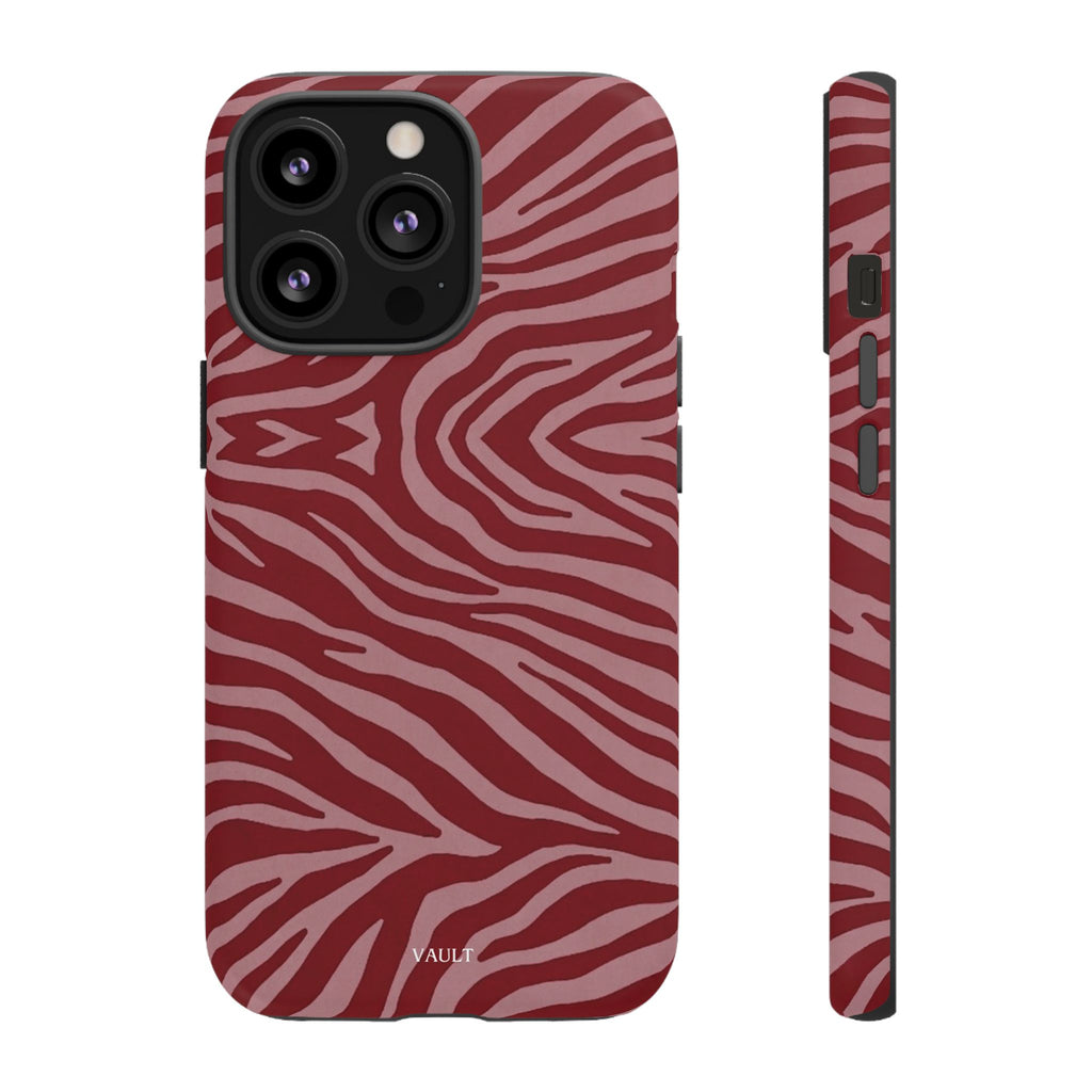 Cover robusta per telefono con stampa zebrata rossa