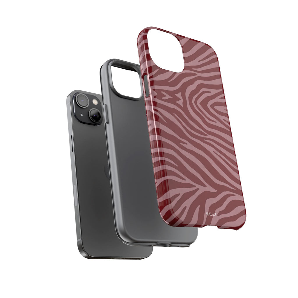 Cover robusta per telefono con stampa zebrata rossa
