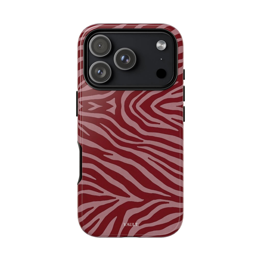 Cover robusta per telefono con stampa zebrata rossa