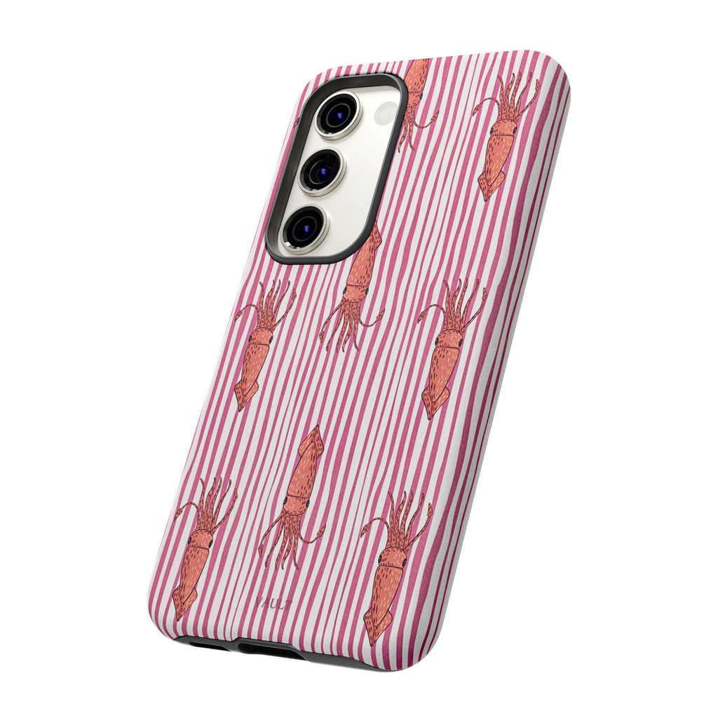 Cover per telefono con striscia di calamaro — Fantasia rosa di creature marine