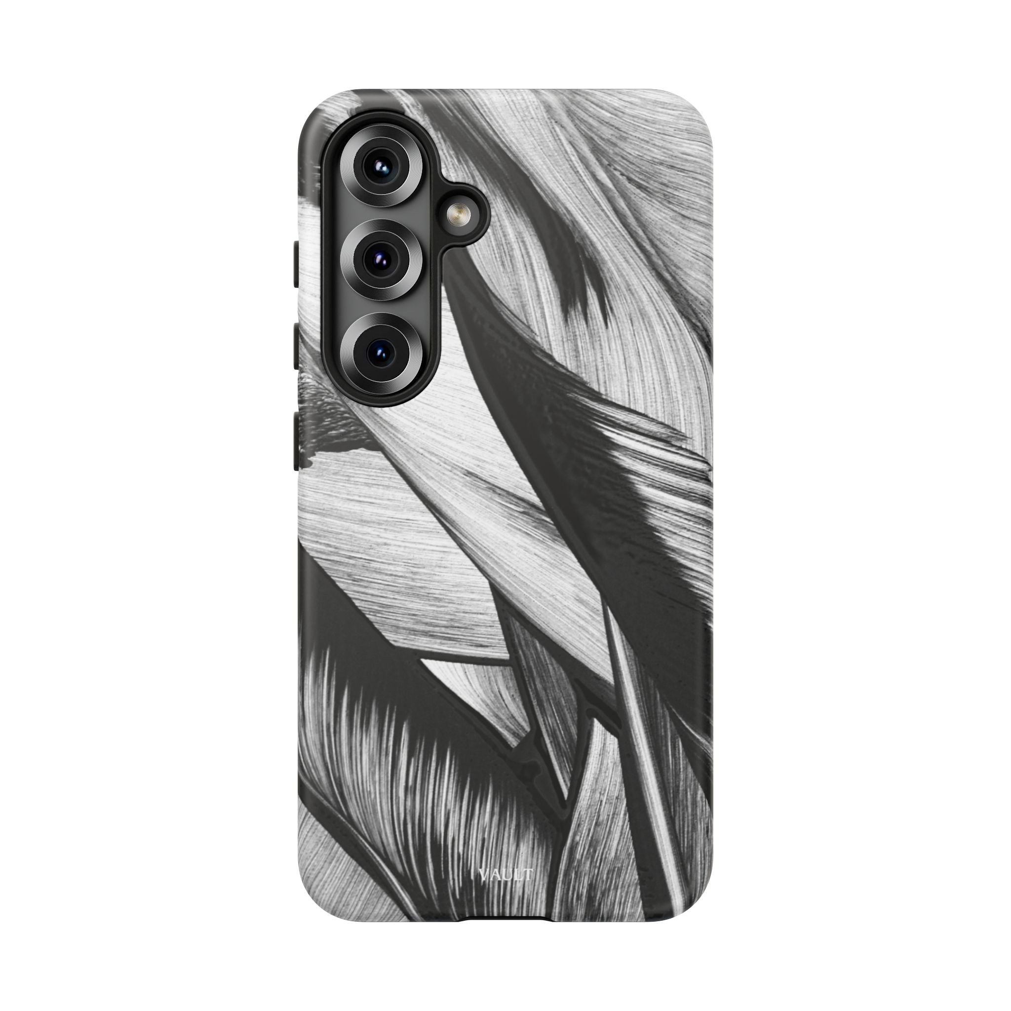 Monochrome Tropical Leaf Tough Phone Case — Black & White Botanical Protective Cover