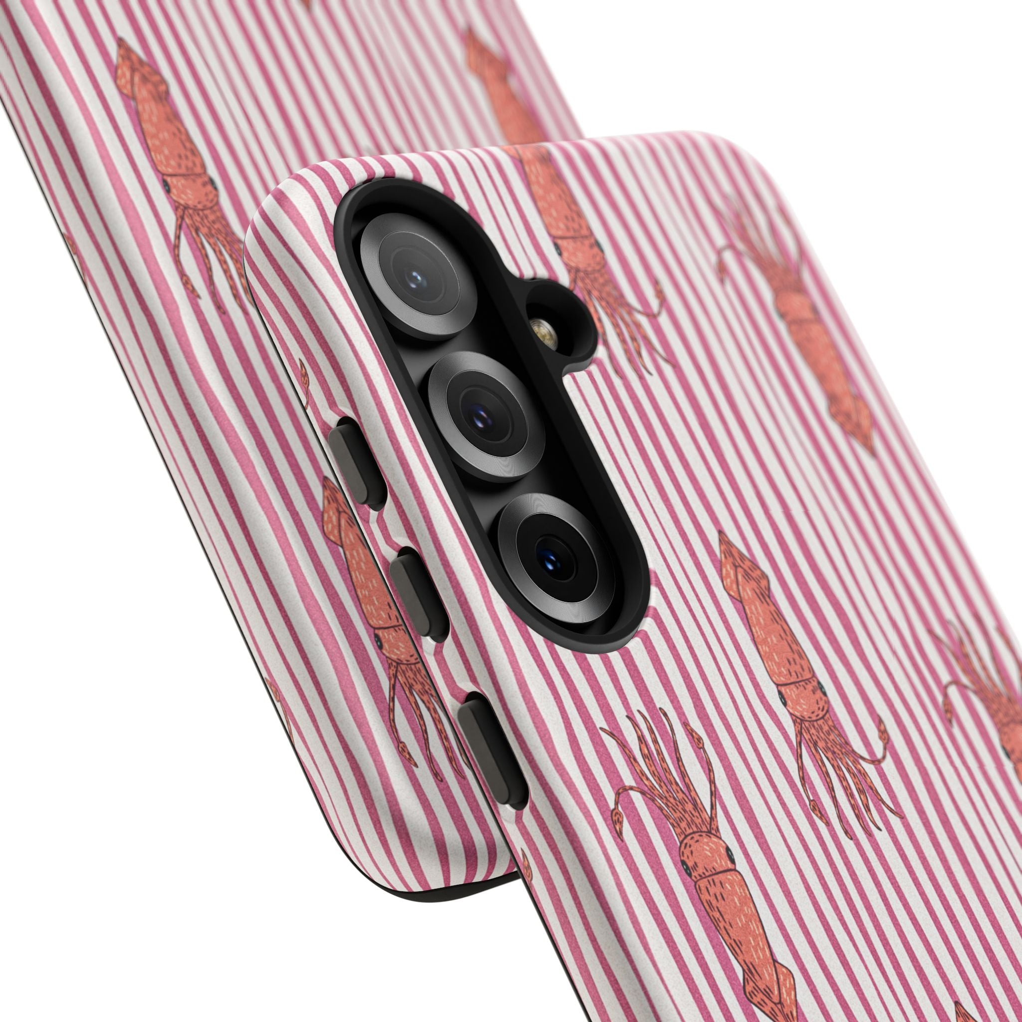 Cover per telefono con striscia di calamaro — Fantasia rosa di creature marine