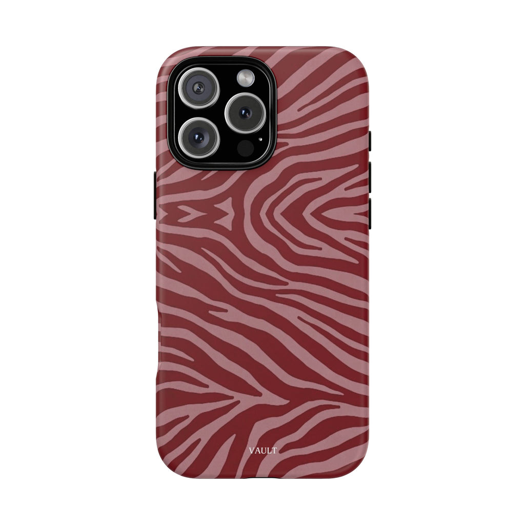 Cover robusta per telefono con stampa zebrata rossa