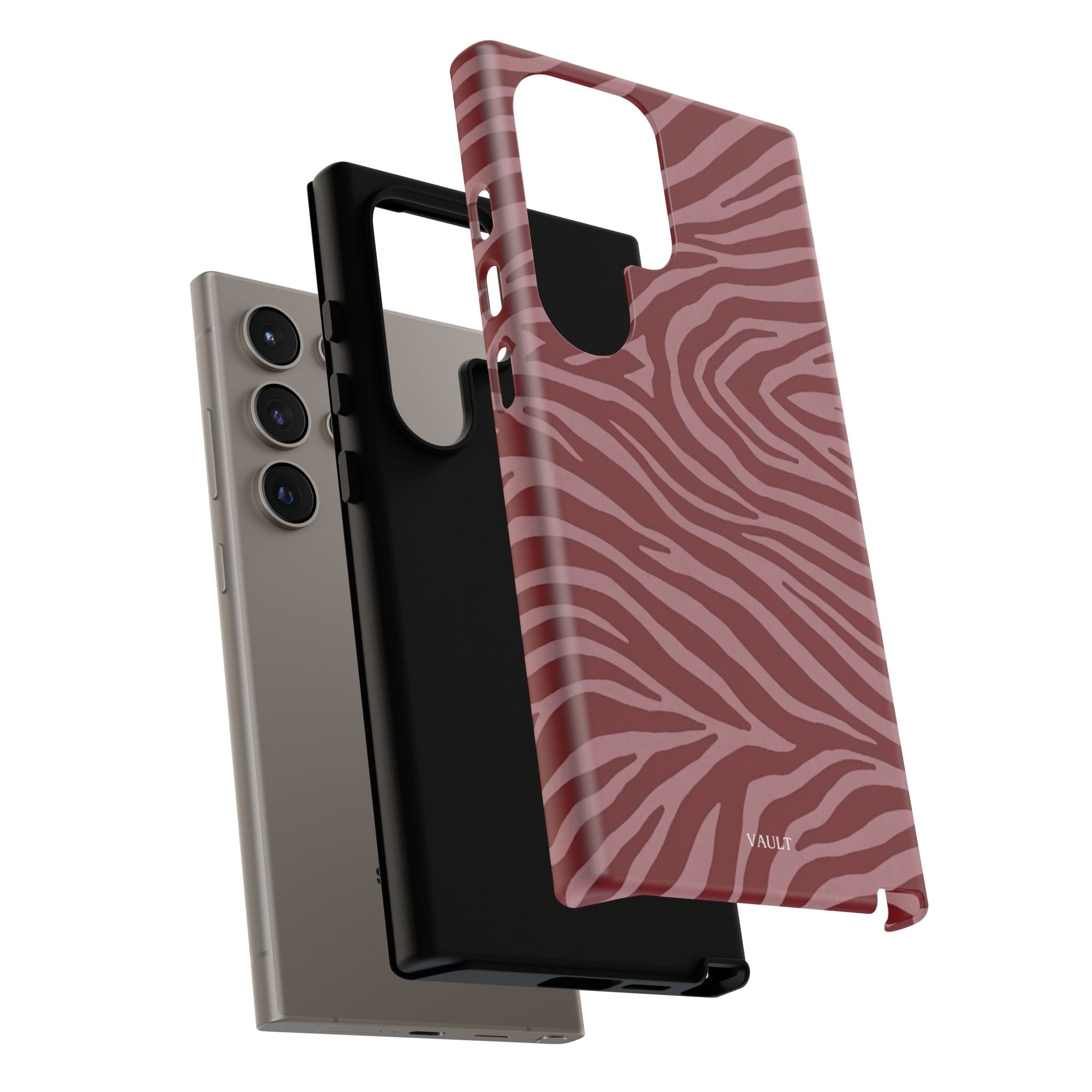 Cover robusta per telefono con stampa zebrata rossa