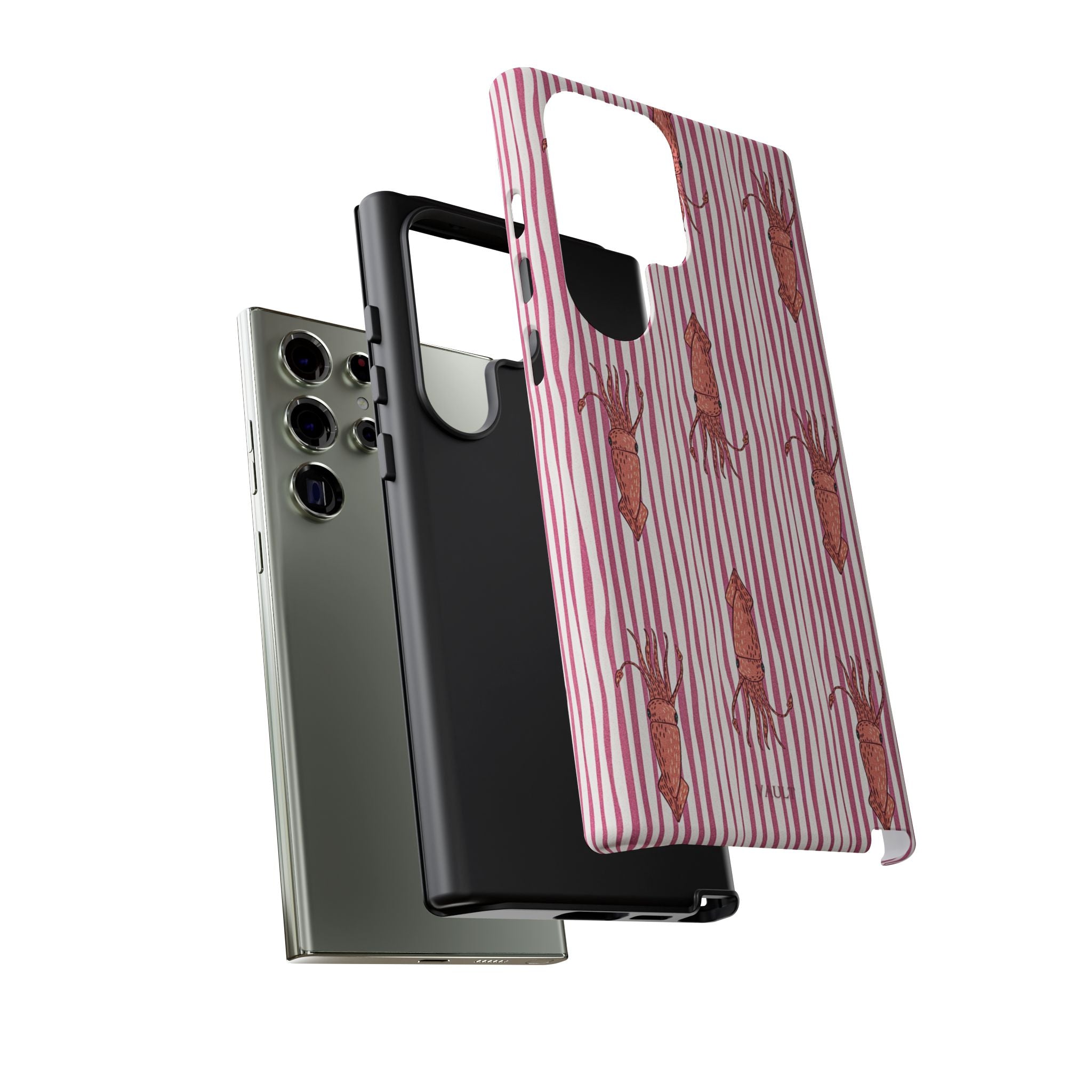 Cover per telefono con striscia di calamaro — Fantasia rosa di creature marine