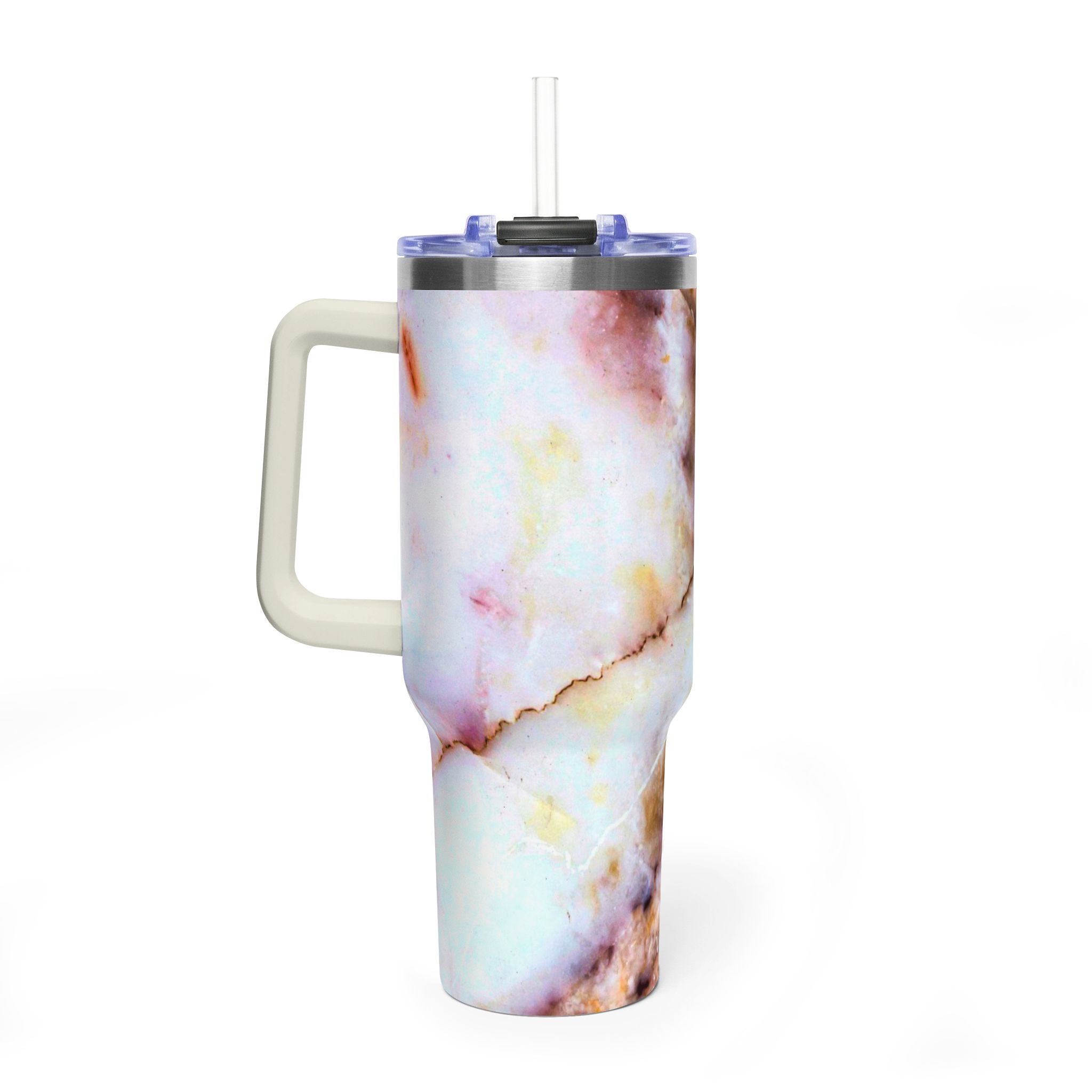 40oz Marble Rose Quartz Vacuum Tumbler – Insulated Travel Mug