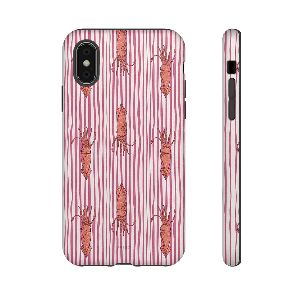 Cover per telefono con striscia di calamaro — Fantasia rosa di creature marine