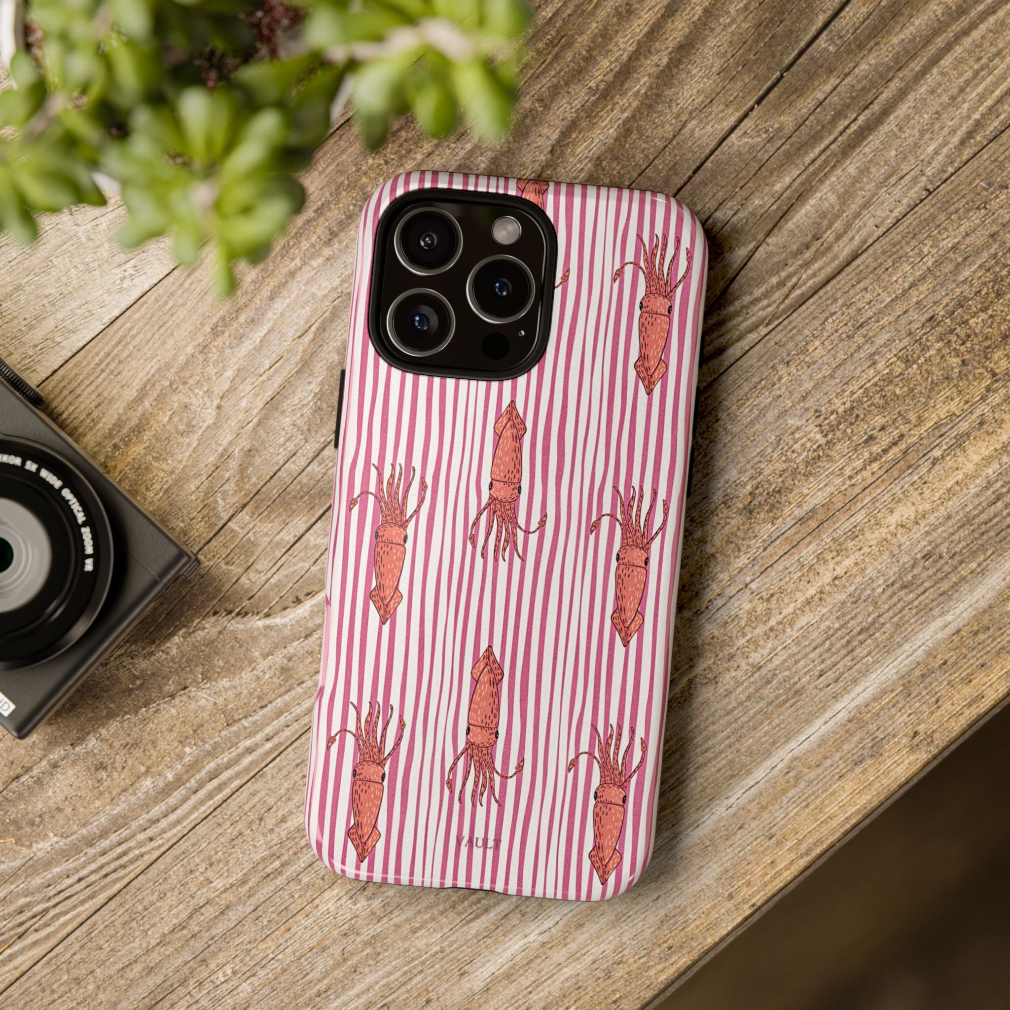 Cover per telefono con striscia di calamaro — Fantasia rosa di creature marine