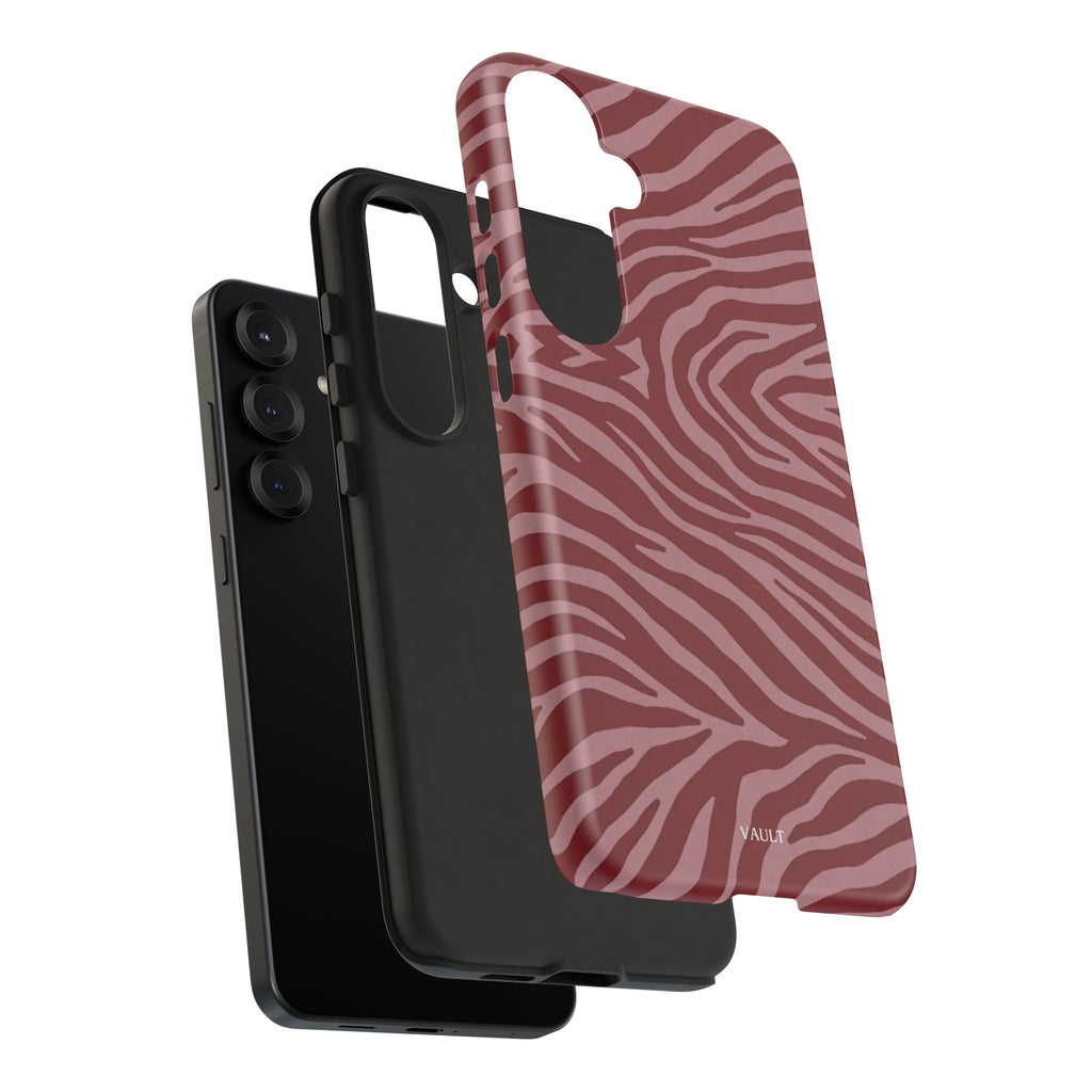 Cover robusta per telefono con stampa zebrata rossa