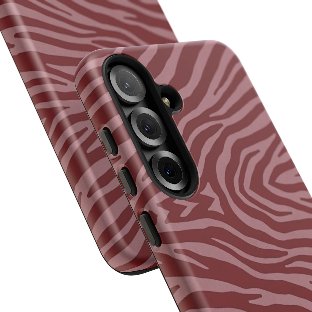 Cover robusta per telefono con stampa zebrata rossa
