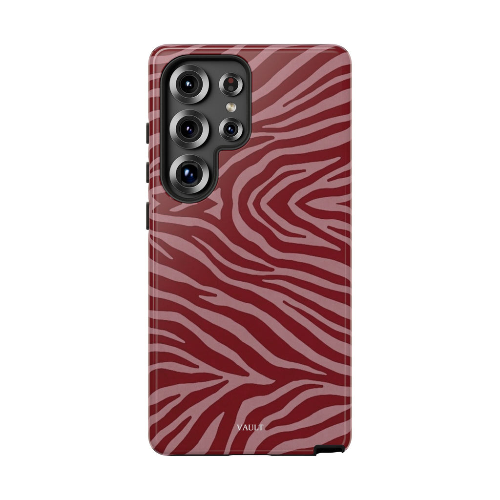 Cover robusta per telefono con stampa zebrata rossa