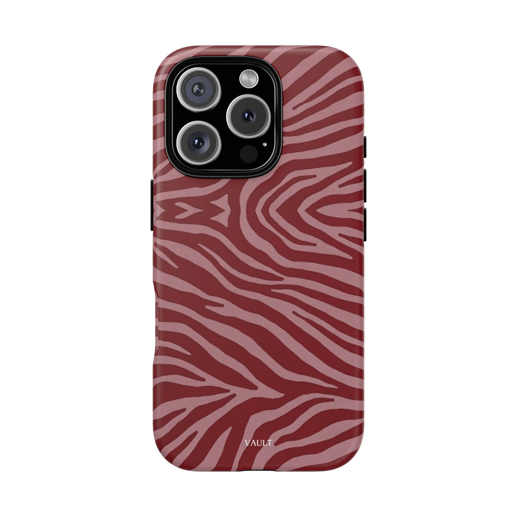Cover robusta per telefono con stampa zebrata rossa