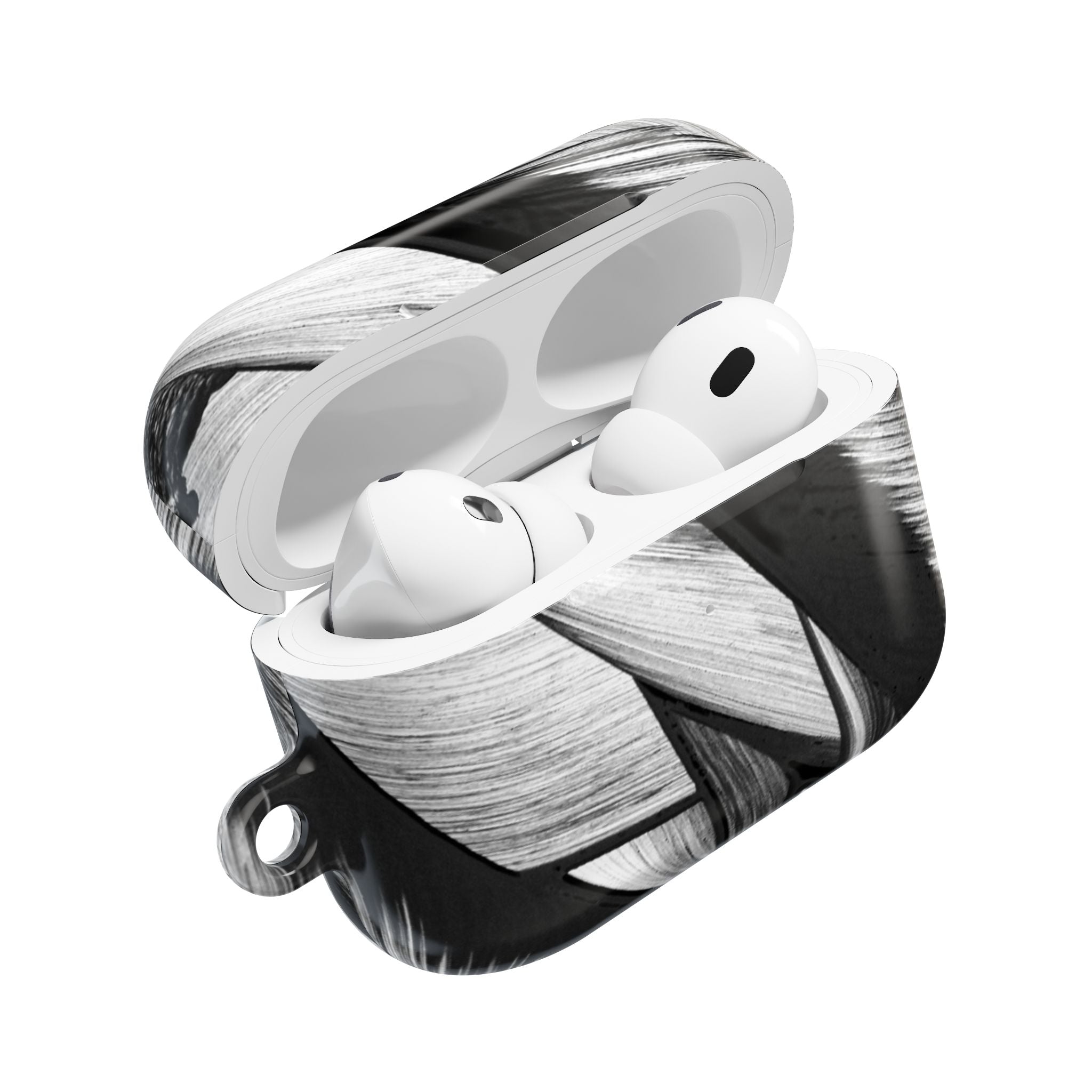 AirPod Case — Monochrome Tropical Leaf Protective Cover