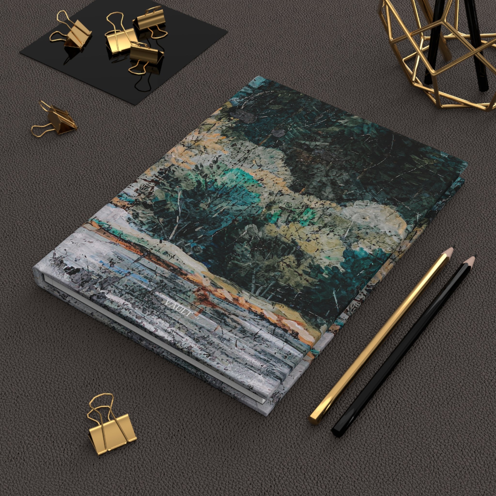 Hardcover Journal — Forest Lake Abstract Landscape Notebook