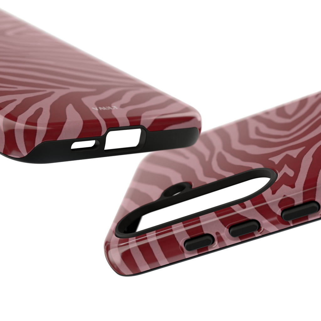 Cover robusta per telefono con stampa zebrata rossa