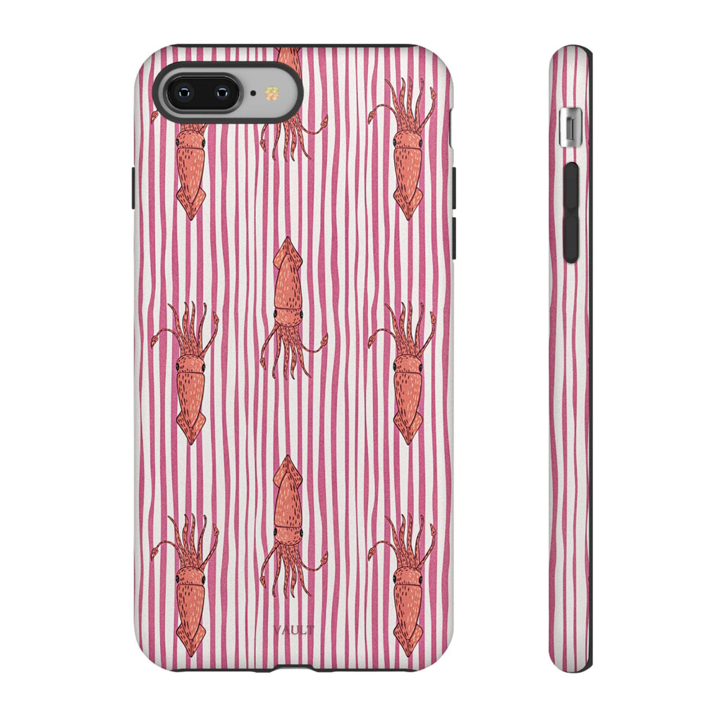 Cover per telefono con striscia di calamaro — Fantasia rosa di creature marine
