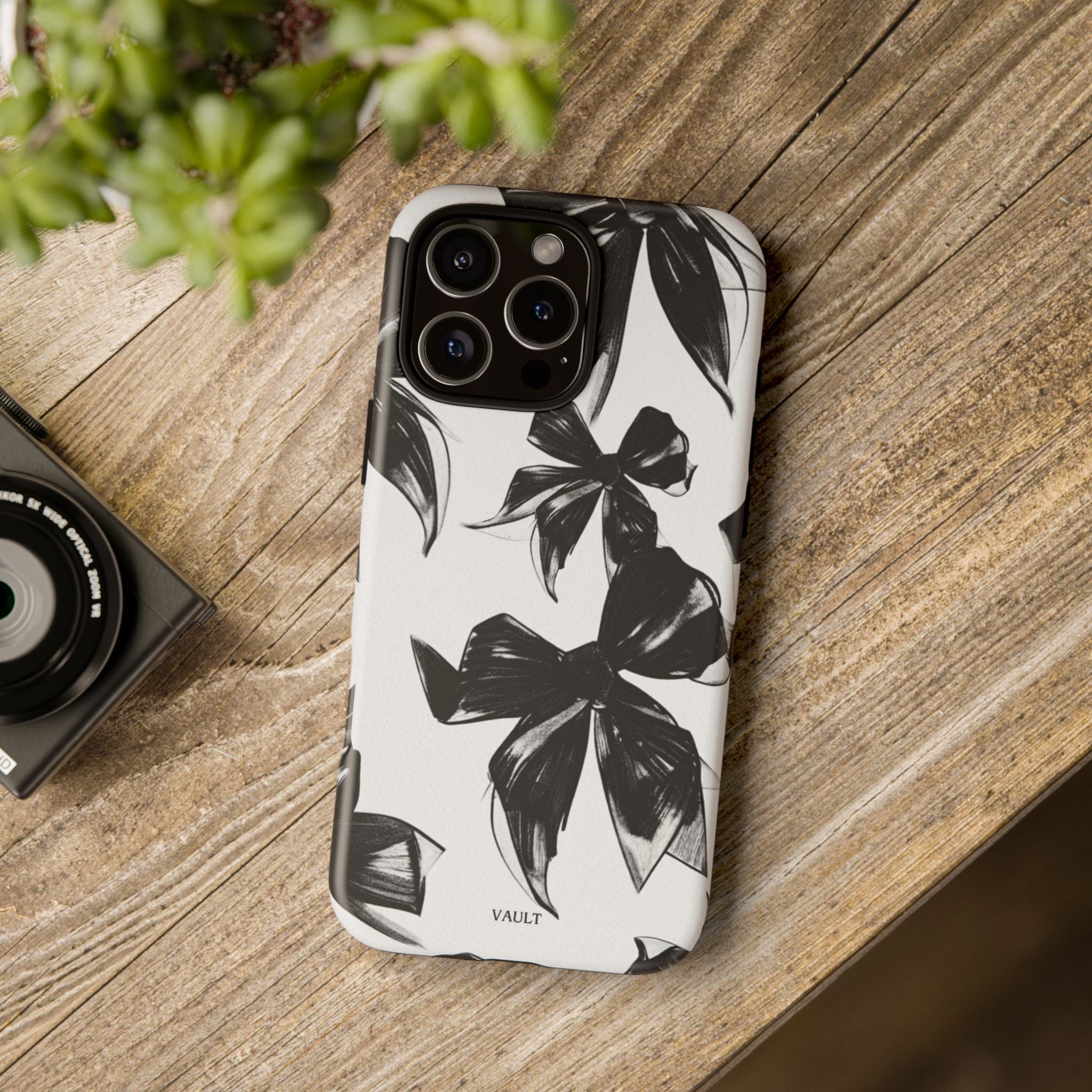 Floral Brushstroke Phone Case — Black & White Botanical Tough Case