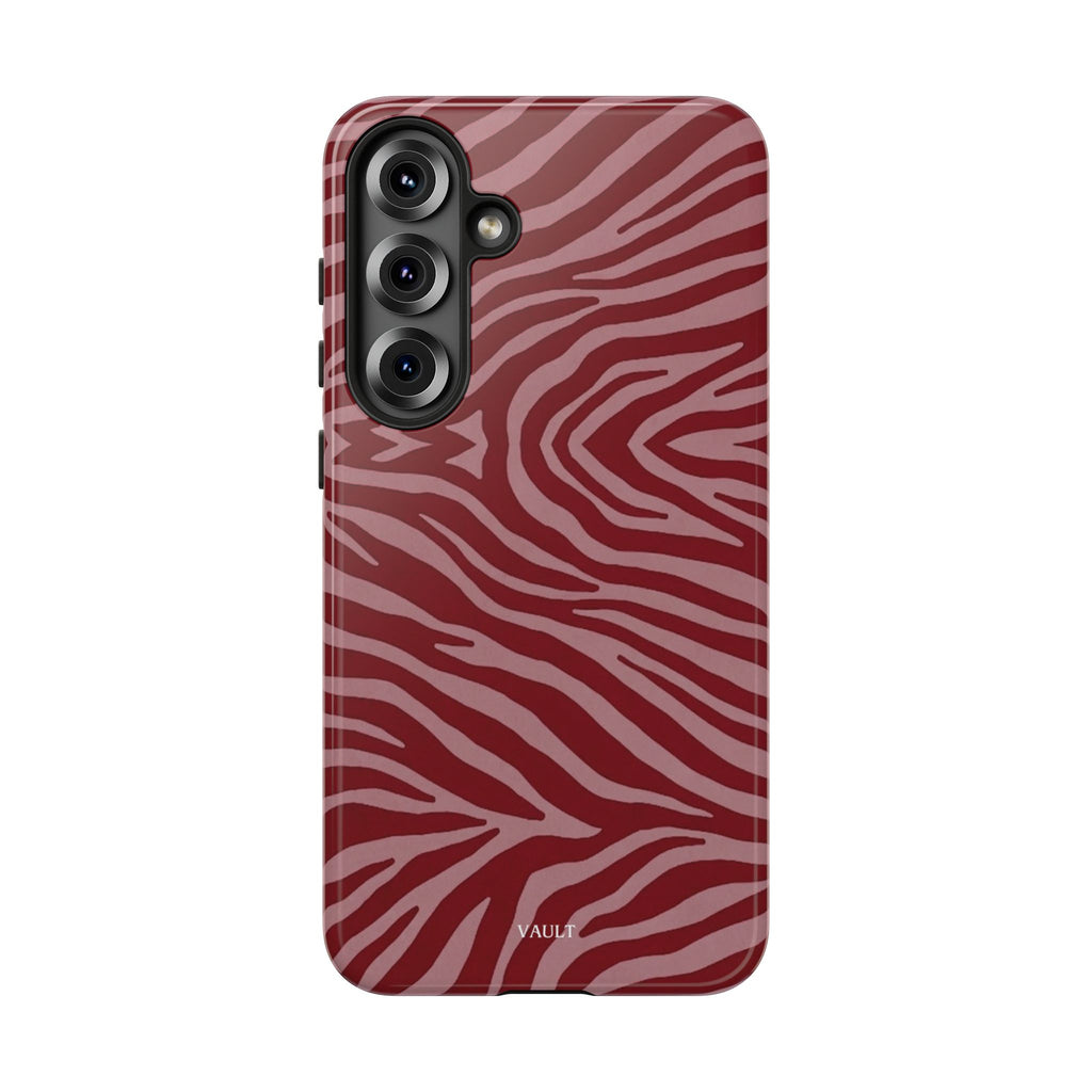 Cover robusta per telefono con stampa zebrata rossa