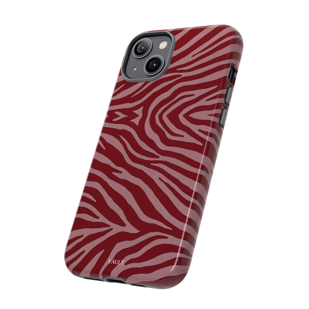 Cover robusta per telefono con stampa zebrata rossa