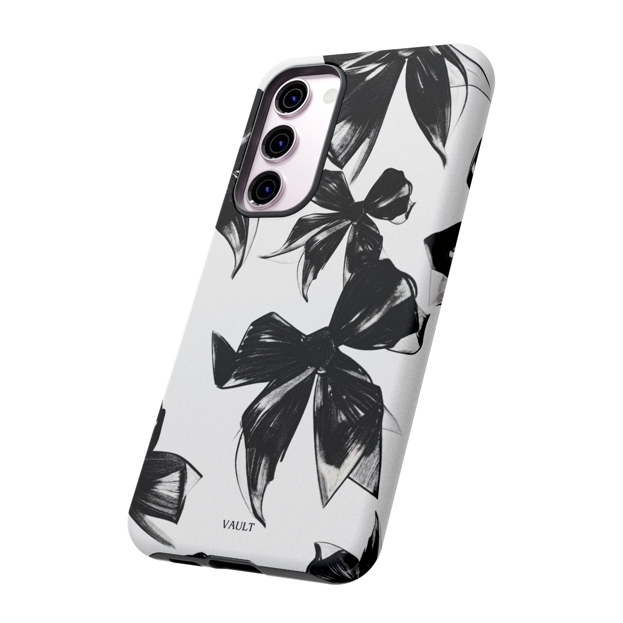 Floral Brushstroke Phone Case — Black & White Botanical Tough Case