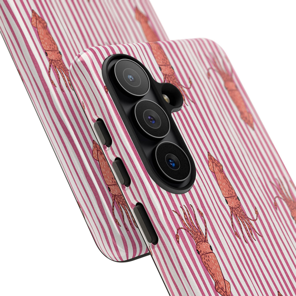 Cover per telefono con striscia di calamaro — Fantasia rosa di creature marine
