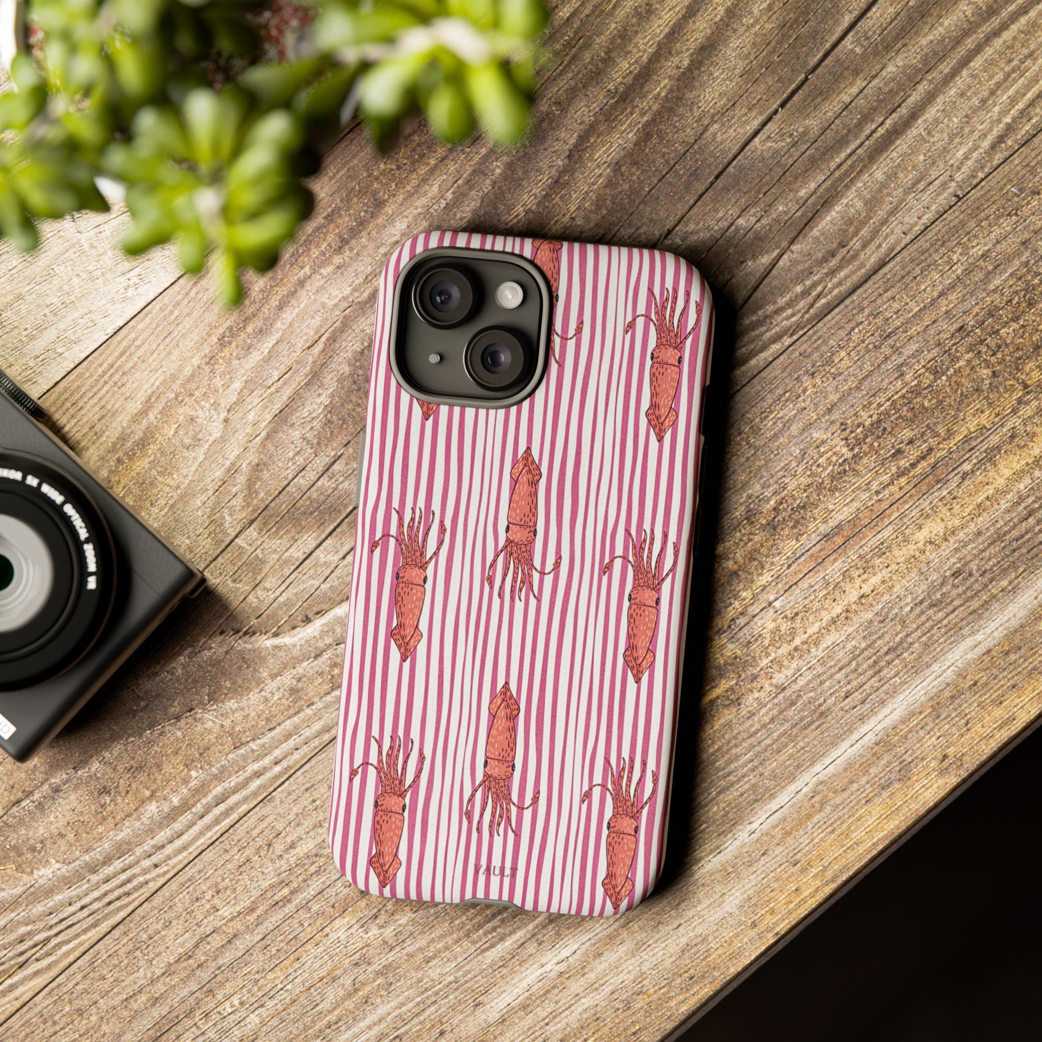 Cover per telefono con striscia di calamaro — Fantasia rosa di creature marine
