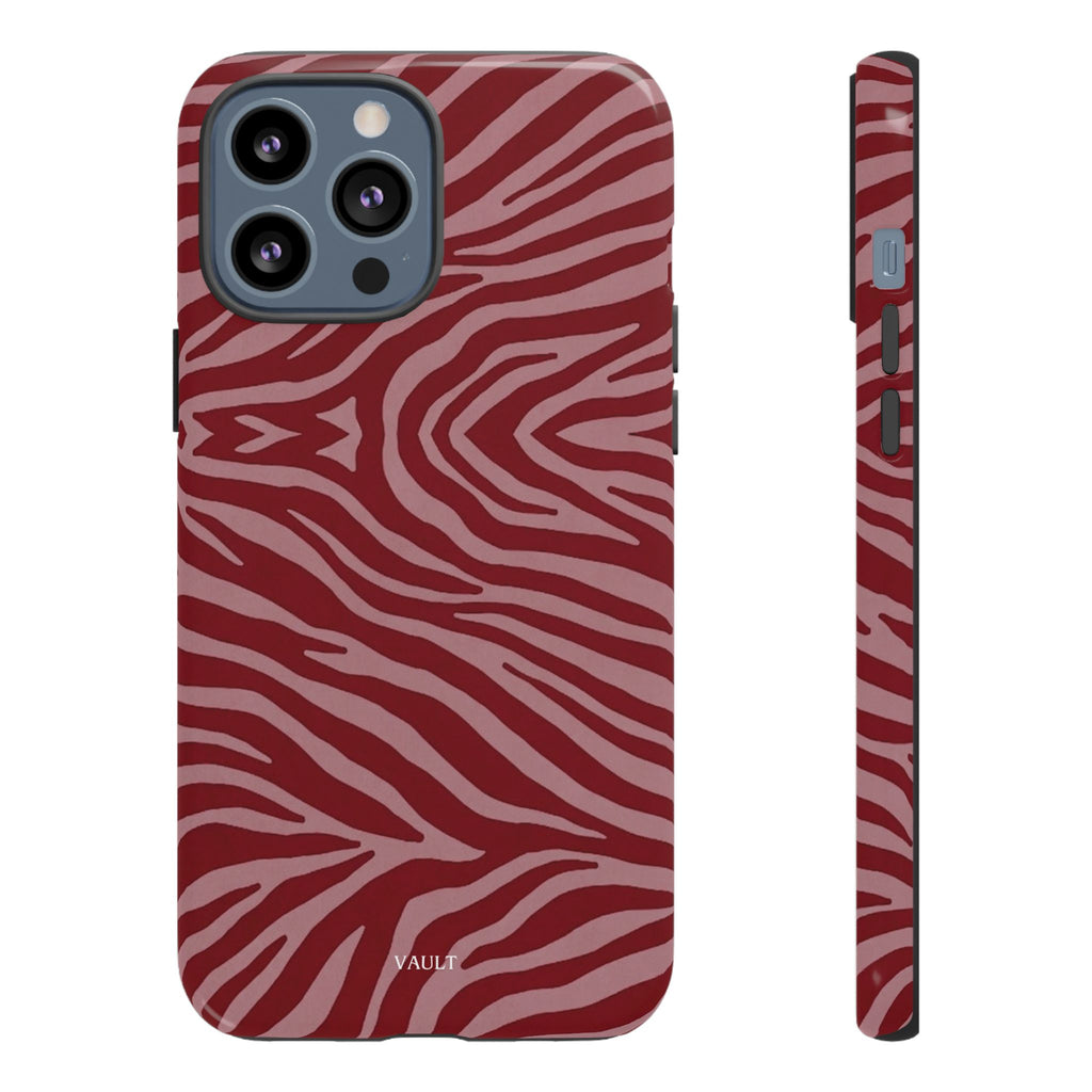 Cover robusta per telefono con stampa zebrata rossa
