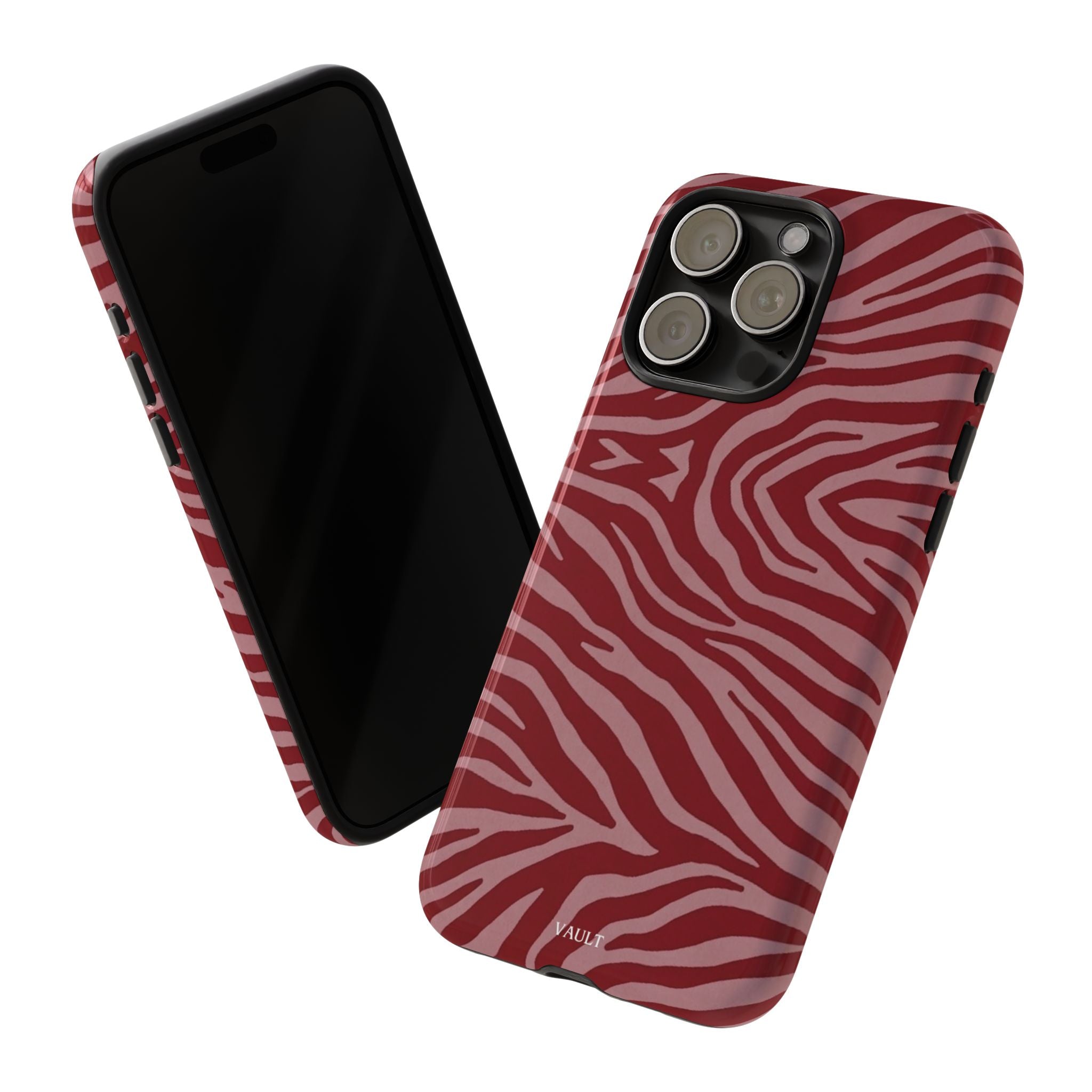 Cover robusta per telefono con stampa zebrata rossa