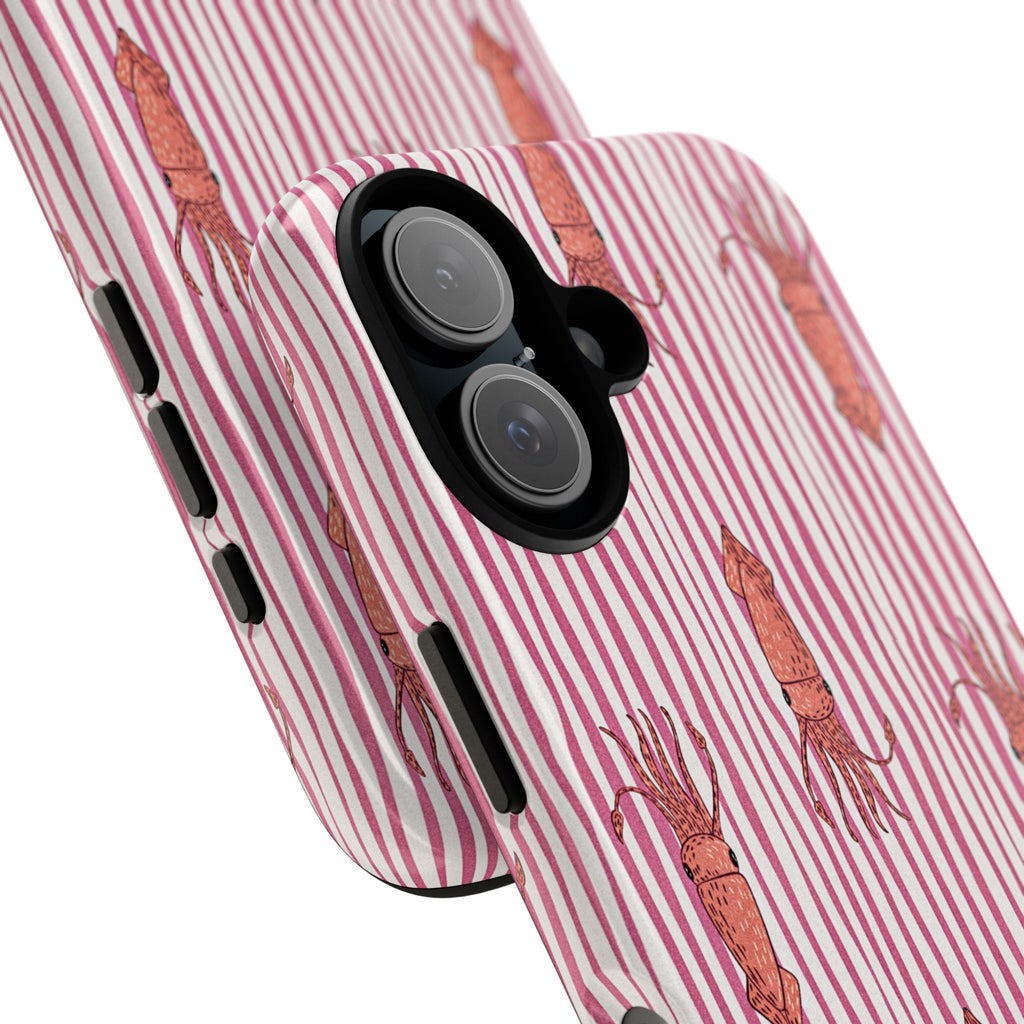 Cover per telefono con striscia di calamaro — Fantasia rosa di creature marine