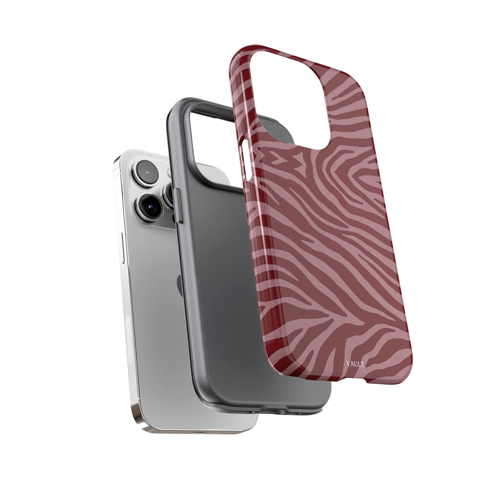 Cover robusta per telefono con stampa zebrata rossa