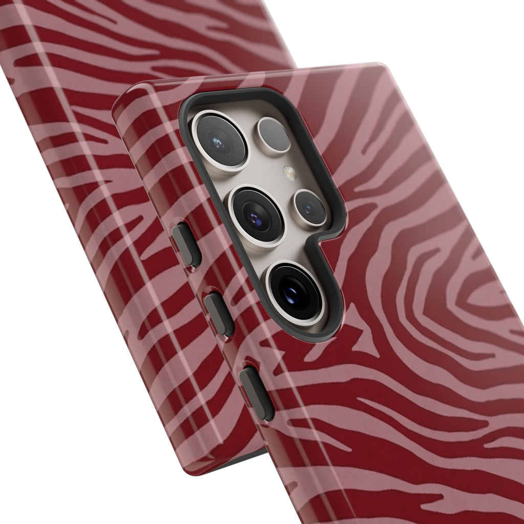 Cover robusta per telefono con stampa zebrata rossa